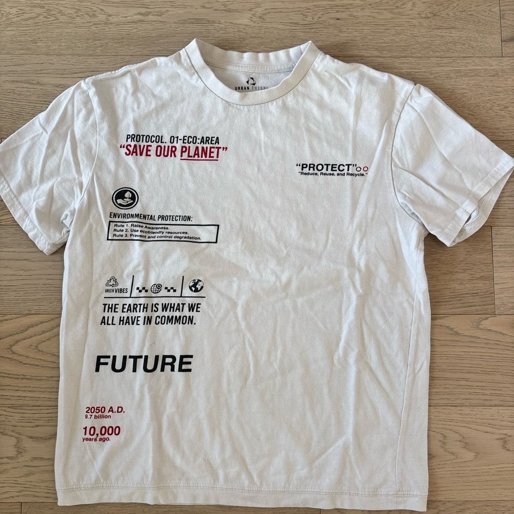 Urban Outfitters White Tee with Black Print